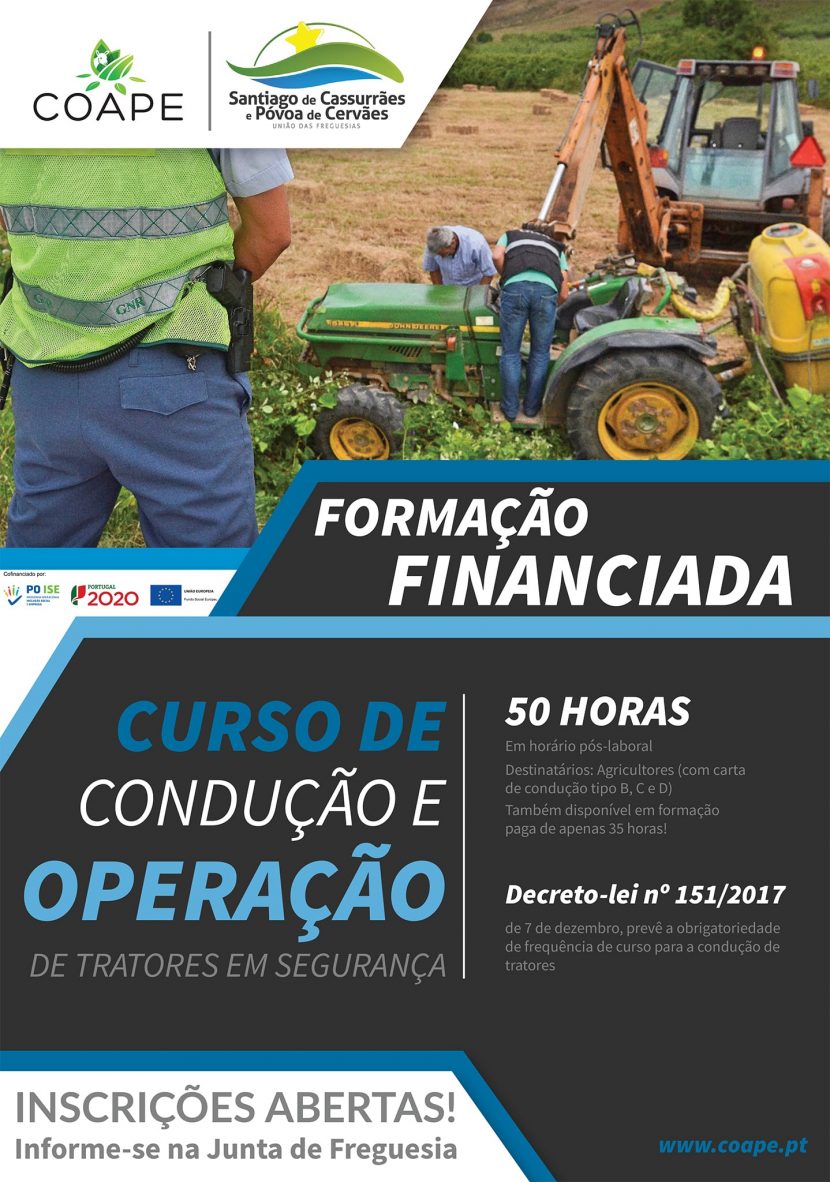 Curso de condução e operação de tratores em segurança